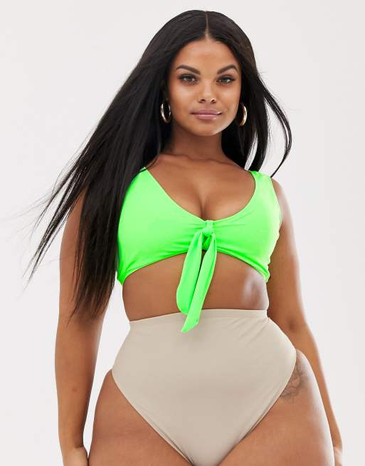 ASOS DESIGN Curve - Hoogsluitend bikinibroekje in minkroze, 3 van 4