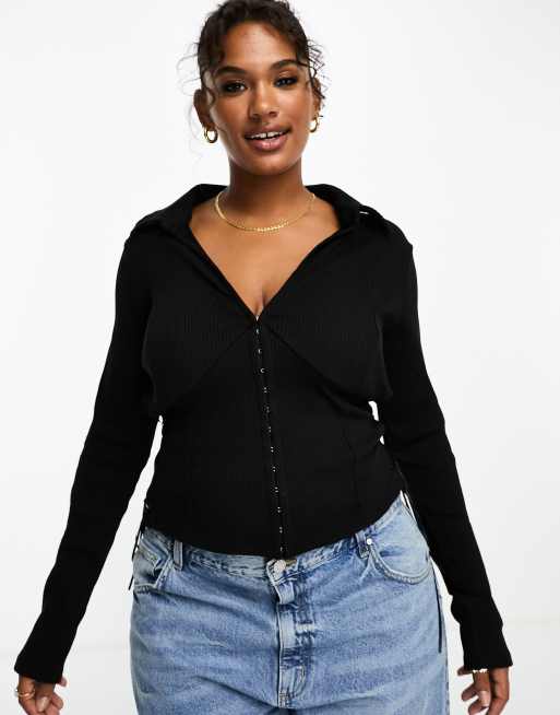 Plus size 2024 lace up shirt