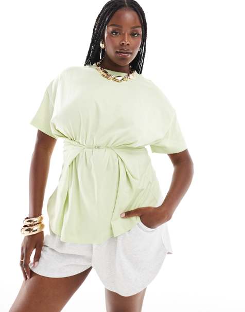 ASOS DESIGN Curve hook and eye t-shirt in green - view 1