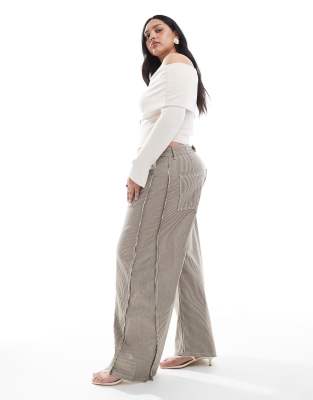 Asos Design Curve Horseshoe Pants With Tab Waist Detail In Brown