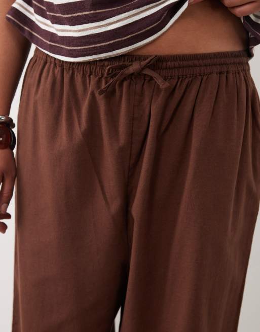 ASOS DESIGN Curve – Hose aus Leinen in Braun, Kombiteil, 3 von 5