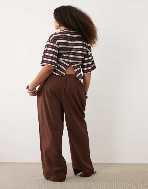 ASOS DESIGN Curve – Hose aus Leinen in Braun, Kombiteil, 5 von 5