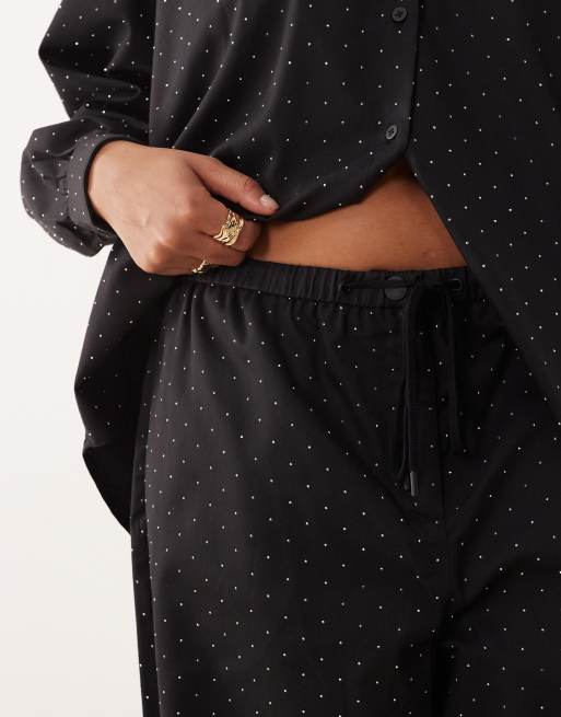 ASOS DESIGN Curve – Hose in Schwarz mit Strassverzierung und elastischem Bund, Kombiteil , 3 von 5