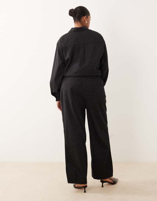 ASOS DESIGN Curve – Hose in Schwarz mit Strassverzierung und elastischem Bund, Kombiteil , 4 von 5
