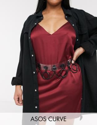 asos curve -  DESIGN Curve – Hüft- und Taillengürtel mit Ringdesign, in transparent & Mattschwarz