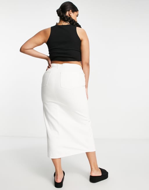 ASOS DESIGN Curve - Hvid 90'er-maxinederdel i denim, 4 af 4