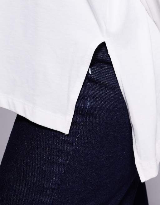 ASOS DESIGN Curve - Hvid og langærmet T-shirt med knude bagpå, 3 af 4