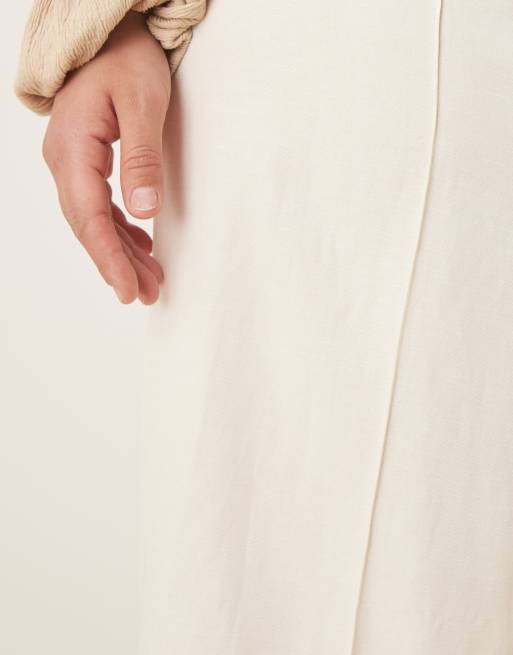 ASOS DESIGN Curve - Hvide skræddersyede culotte-bukser i hørblanding, 5 af 5