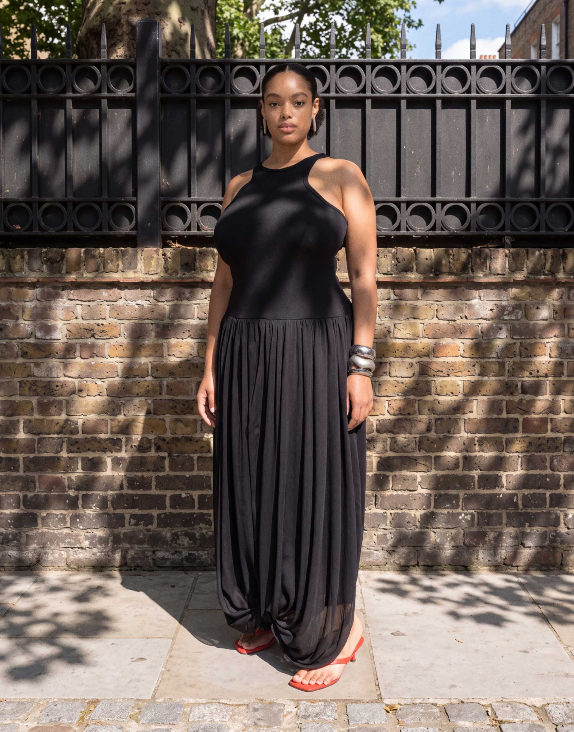 asos design curve hybrid racer maxi dress in black
