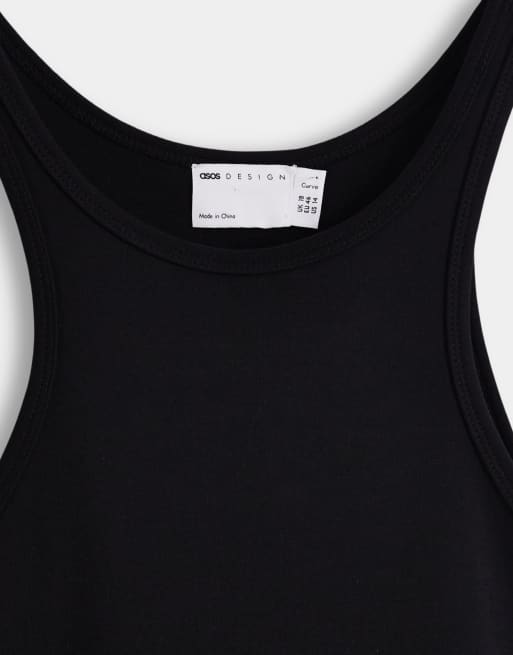 ASOS DESIGN Curve - Hybride maxi jurk met racerhals in zwart, 7 van 8