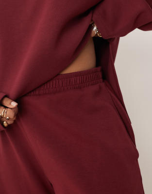 Asos Curve Asos Design Curve Interlock Barrel Leg Sweatpants In Red