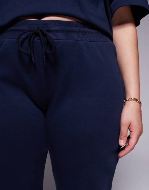ASOS DESIGN Curve interlock flared sweatpants in navy - part of a set, 3 of 5
