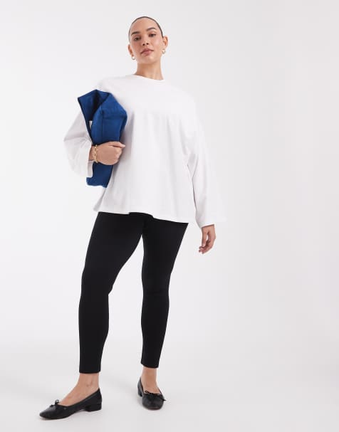 ASOS DESIGN Curve interlock legging in black - view 1