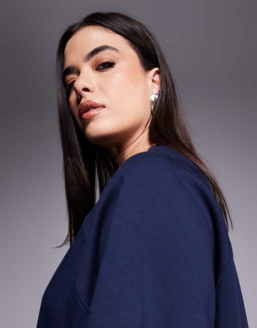 ASOS DESIGN Curve interlock raglan t-shirt in navy (part of a set), 2 of 4