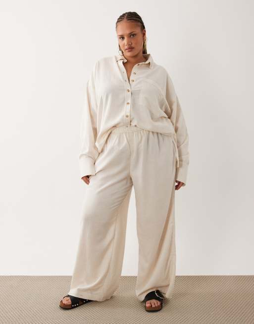ASOS DESIGN Curve – Ipanema – Beige, skir strandskjorta i linne, 4 av 4