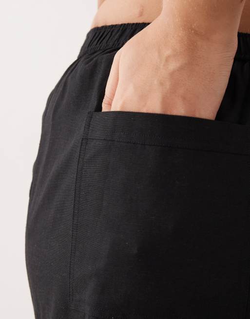 ASOS DESIGN Curve - Ipanema - Pantaloncini da mare trasparenti in misto lino neri, 2 di 5