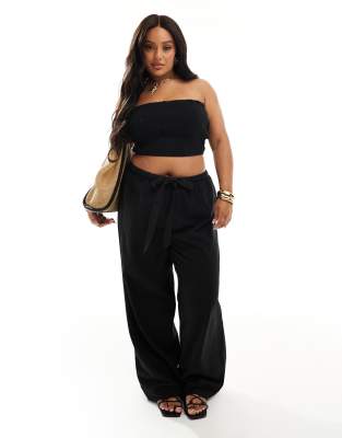 Asos Curve Asos Design Curve Isabel Mix & Match Linen Look Shirred Bandeau Beach Top