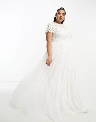 Dresses by ASOS EDITION Aisle approved Bead and sequin embellishment Round neck Short sleeves Button-keyhole back Zip-back fastening Regular fit