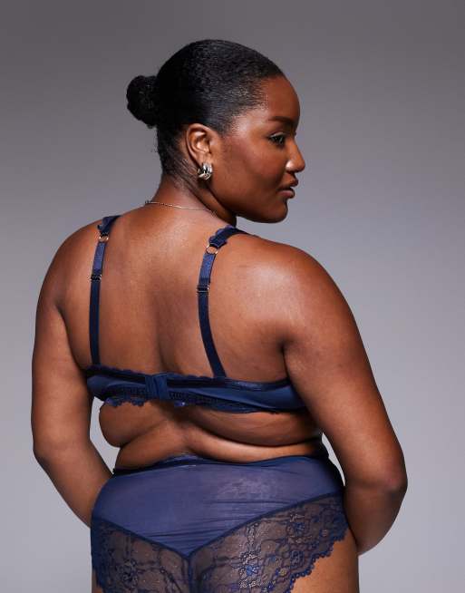 ASOS DESIGN Curve Ivy all-over lace cropped bralette in navy, 4 of 4