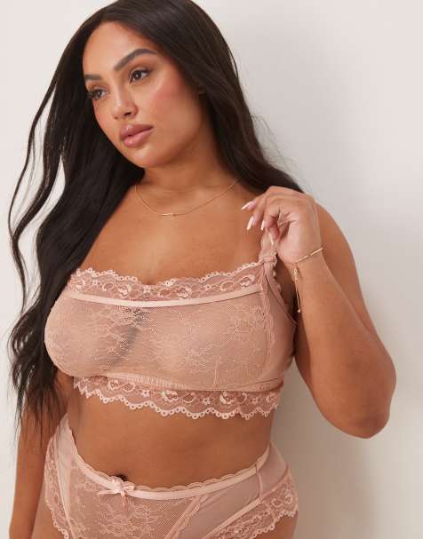 ASOS DESIGN Curve – Ivy – Persikofärgad, kort bralette i spets - view 1