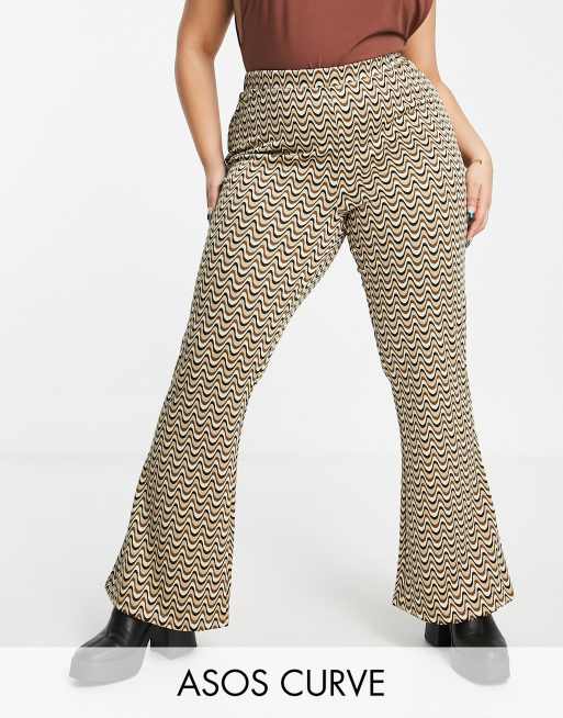 ASOS DESIGN Curve jacquard flare pants in wavy stripe