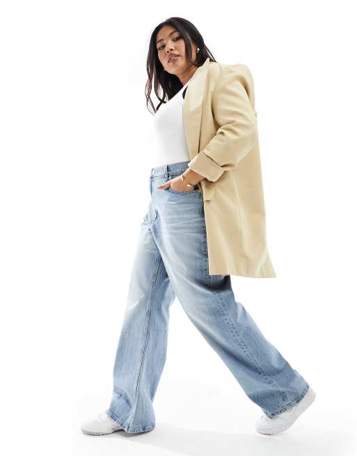 ASOS DESIGN Curve – Jasnoniebieskie elastyczne jeansy z prostymi nogawkami