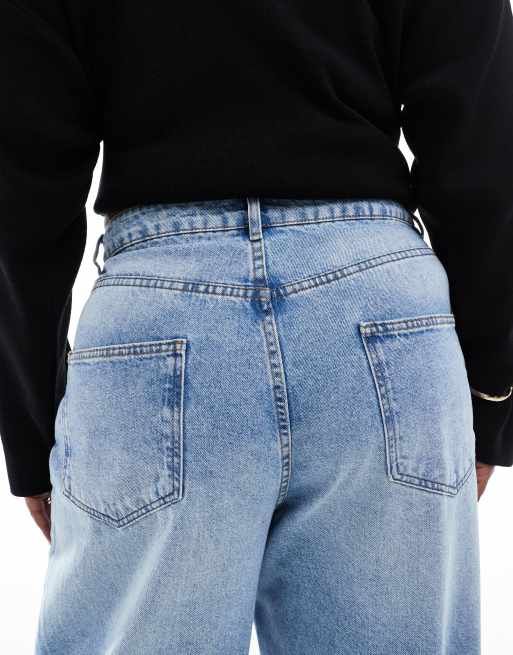 ASOS DESIGN Curve – Jasnoniebieskie jeansy barrel z wysokim stanem, 4 z 5