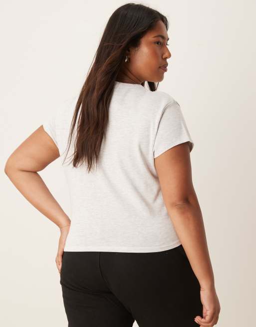 ASOS DESIGN Curve – Jasnoszary melanżowy krótki T-shirt, 4 z 4