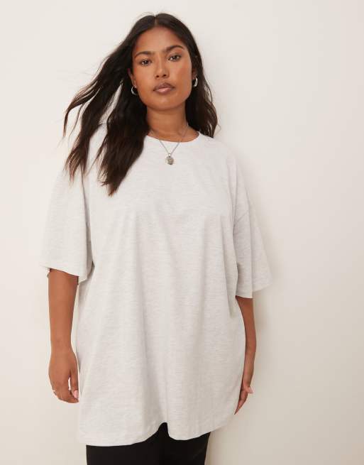ASOS DESIGN Curve – Jasnoszary melanżowy T-shirt oversize