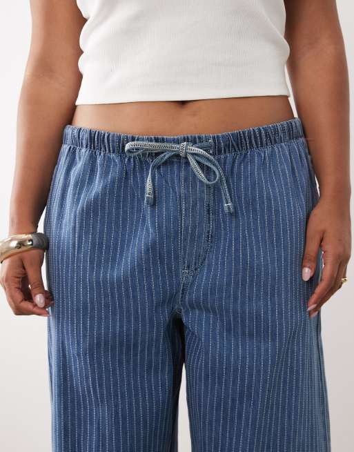 ASOS DESIGN Curve - Jean ample à enfiler à rayures - Bleu, 4 de 5