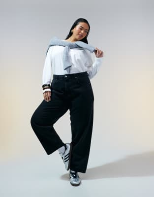 ASOS DESIGN Curve - Jean ample - Noir délavé 28 L32