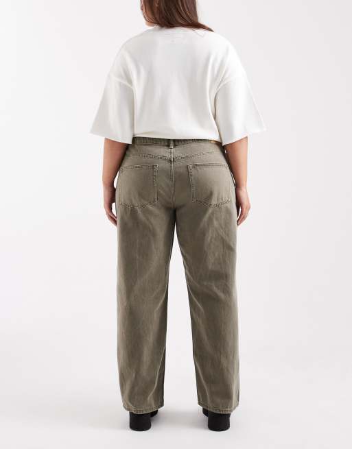 ASOS DESIGN Curve - Jean baggy à taille basse - Kaki , 2 de 5