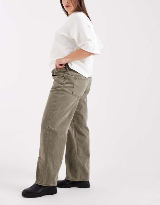ASOS DESIGN Curve - Jean baggy à taille basse - Kaki , 3 de 5
