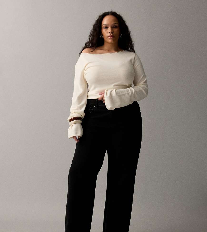 ASOS DESIGN Curve - Jean dad ample - Noir 24 L34