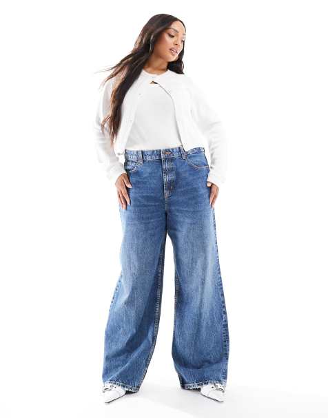 ASOS DESIGN Curve - Jean dad large - Bleu moyen foncé - view 1