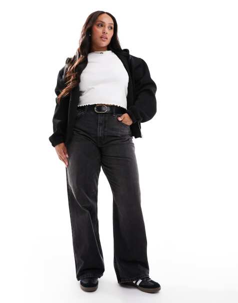 ASOS DESIGN Curve - Jean dad large - Noir délavé - view 1