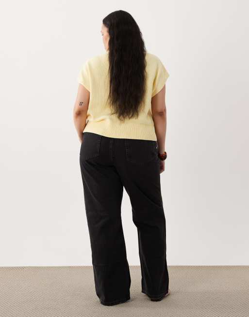 ASOS DESIGN Curve - Jean dad large - Noir délavé, 2 de 5