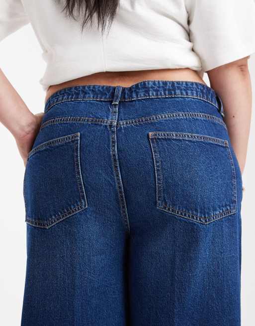 ASOS DESIGN Curve - Jean large à taille haute avec poches devant - Bleu foncé délavé , 4 de 5
