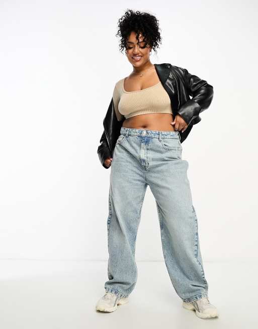 ASOS DESIGN Curve - Jean large - Bleu clair