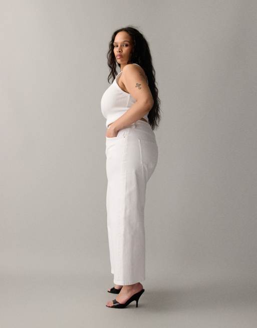 ASOS DESIGN Curve - Jean large droit longueur cheville à taille haute - Blanc, 2 de 7