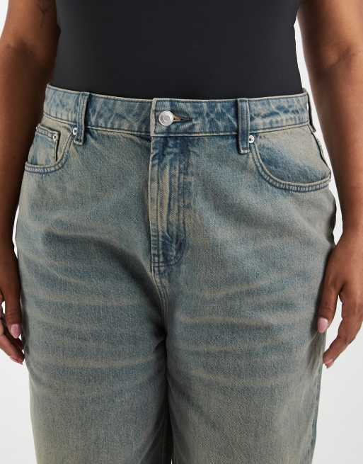 ASOS DESIGN Curve jean large taille haute délavé gris teinté, 5 de 5