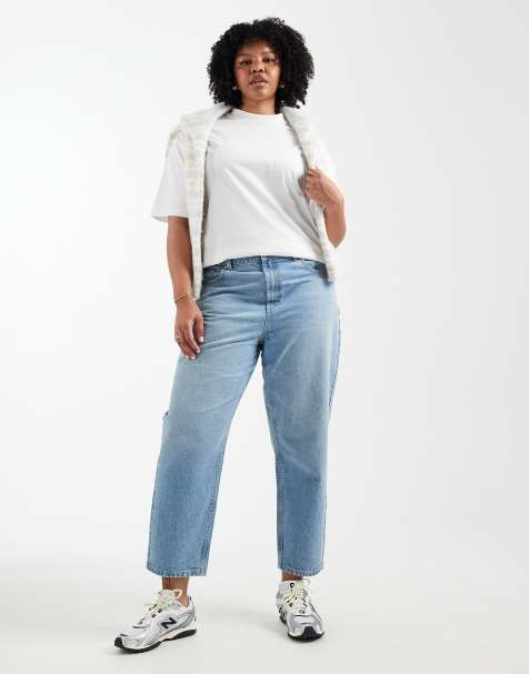 ASOS DESIGN Curve - Jean mom décontracté à taille haute - Bleu moyen - view 1