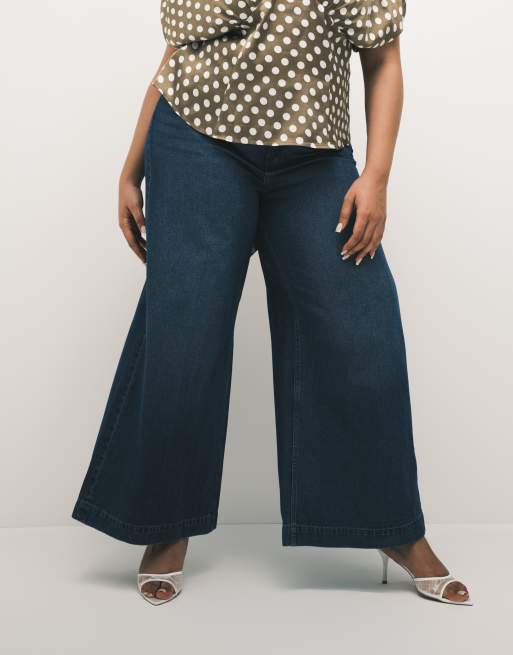 ASOS DESIGN Curve - Jean palazzo - Délavage moyen foncé, 2 de 5