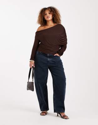 ASOS DESIGN Curve - Jean slim bouffant - Bleu-noir-Bleu marine