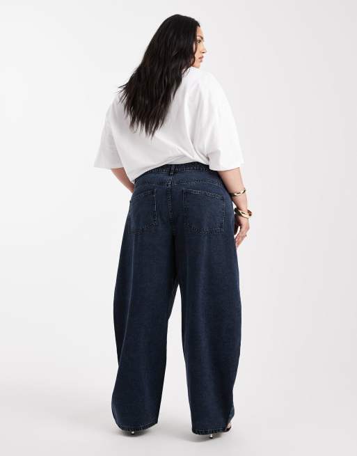 ASOS DESIGN Curve - Jeans a vita alta color blu-nero con gamba cilindrica, 2 di 5