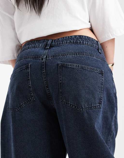 ASOS DESIGN Curve - Jeans a vita alta color blu-nero con gamba cilindrica, 4 di 5