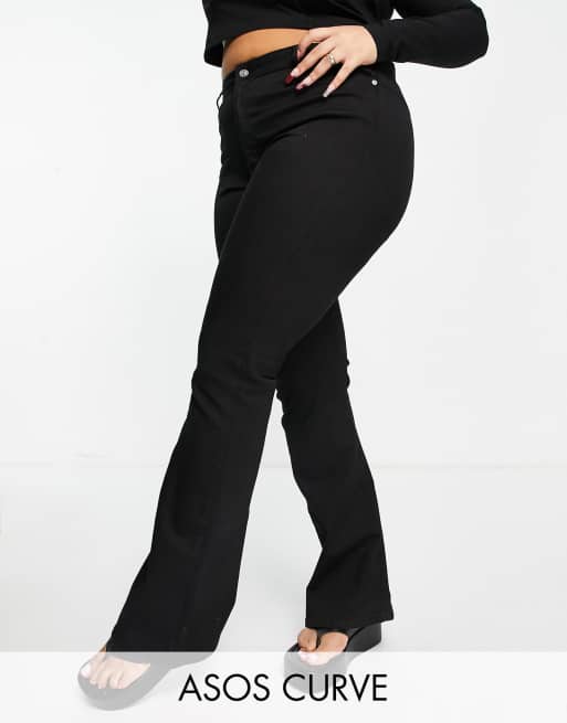 ASOS DESIGN Curve - Jeans a zampa modellanti push-up a vita alta, colore nero