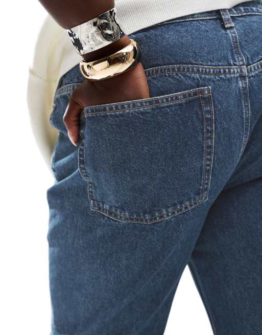 ASOS DESIGN Curve - Jeans ampi blu medio con risvolto sul fondo, 5 di 5