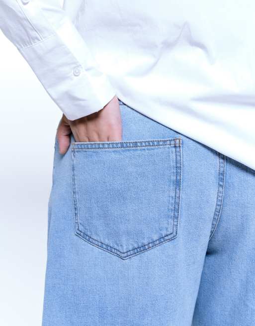 ASOS DESIGN Curve - Jeans bombati a vita alta lavaggio chiaro, 4 di 5