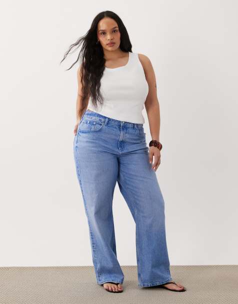 ASOS DESIGN Curve - Jeans dad fit a fondo ampio blu acceso - view 1